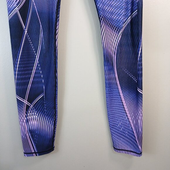 FABLETICS DEFINE POWERHOLD MID-RISE LEGGING, PURPLE ABSTRACT DESIGN, SIZE SMALL - Picture 3 of 6